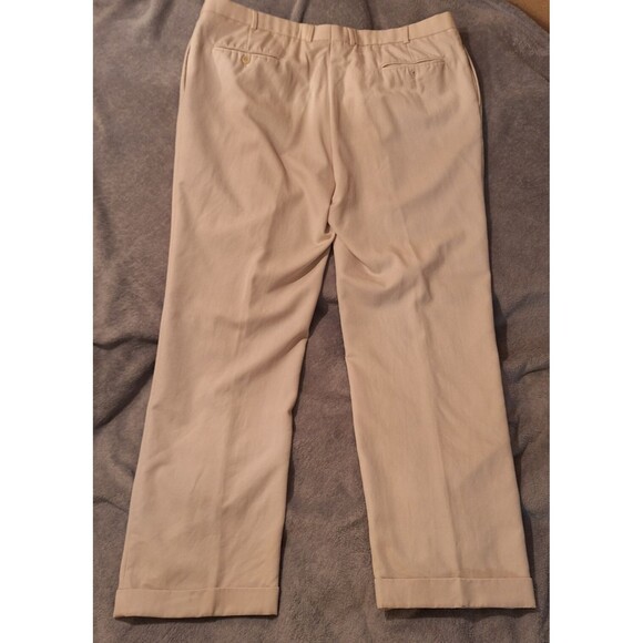 BROOKS BROTHERS Pants Men 42L (42/34) Cream Khaki Cuffed Pleated Straight Preppy - Picture 8 of 15